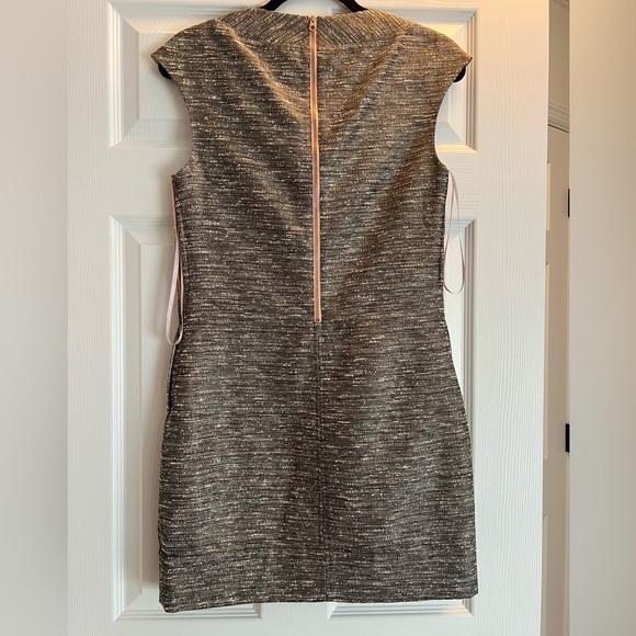 Ted Baker size 1 tweed silver metallic mini dress with cap sleeves. - Picture 2 of 5
